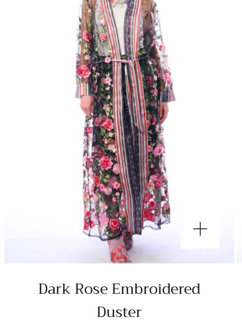 Aratta Sheer Black Maxi Dress with Pink and Red Floral Embroidery - Picture 3 of 3
